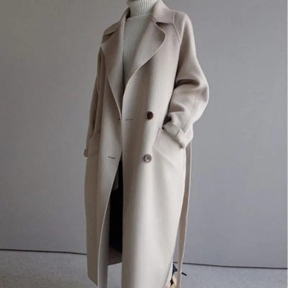 Luxeraum.de Trenchcoat Beige / S Damen Wollmantel lang – elegant, hochwertig, zeitloses Design