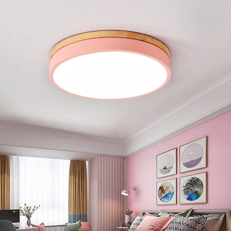 Luxeraum.de Ceiling Light Fixtures 30cm / Rosa / Warmweiß (3000K) Deckenlampe Holz & Metall – Skandinavisches Design