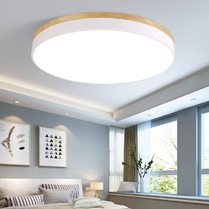 Luxeraum.de Ceiling Light Fixtures 30cm / Weiß / Warmweiß (3000K) Deckenlampe Holz & Metall – Skandinavisches Design
