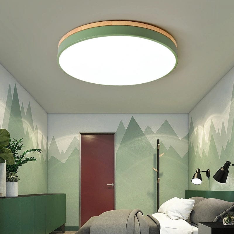 Luxeraum.de Ceiling Light Fixtures 30cm / Grün / Warmweiß (3000K) Deckenlampe Holz & Metall – Skandinavisches Design