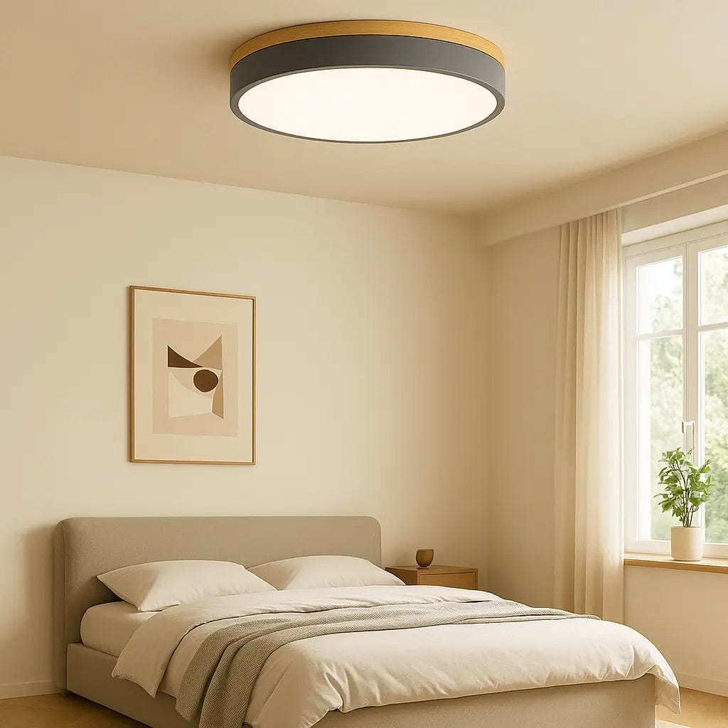 Luxeraum.de Ceiling Light Fixtures 30cm / Schwarz / Warmweiß (3000K) Deckenlampe Holz & Metall – Skandinavisches Design