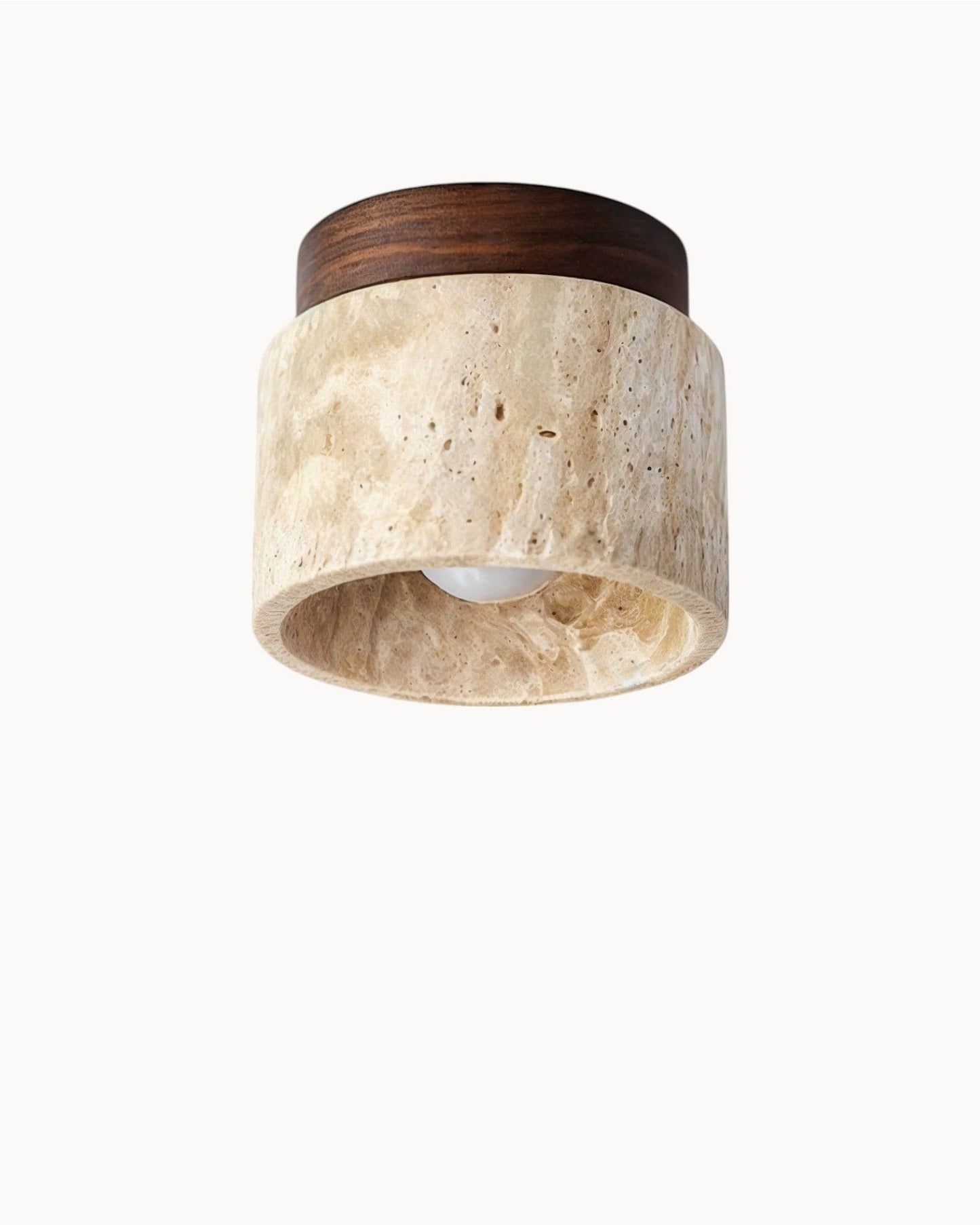 Luxeraum.de Ceiling Light Fixtures Walnuss-Sockel Deckenleuchte Holz – Wabi-Sabi – Khaki – Ø12 cm