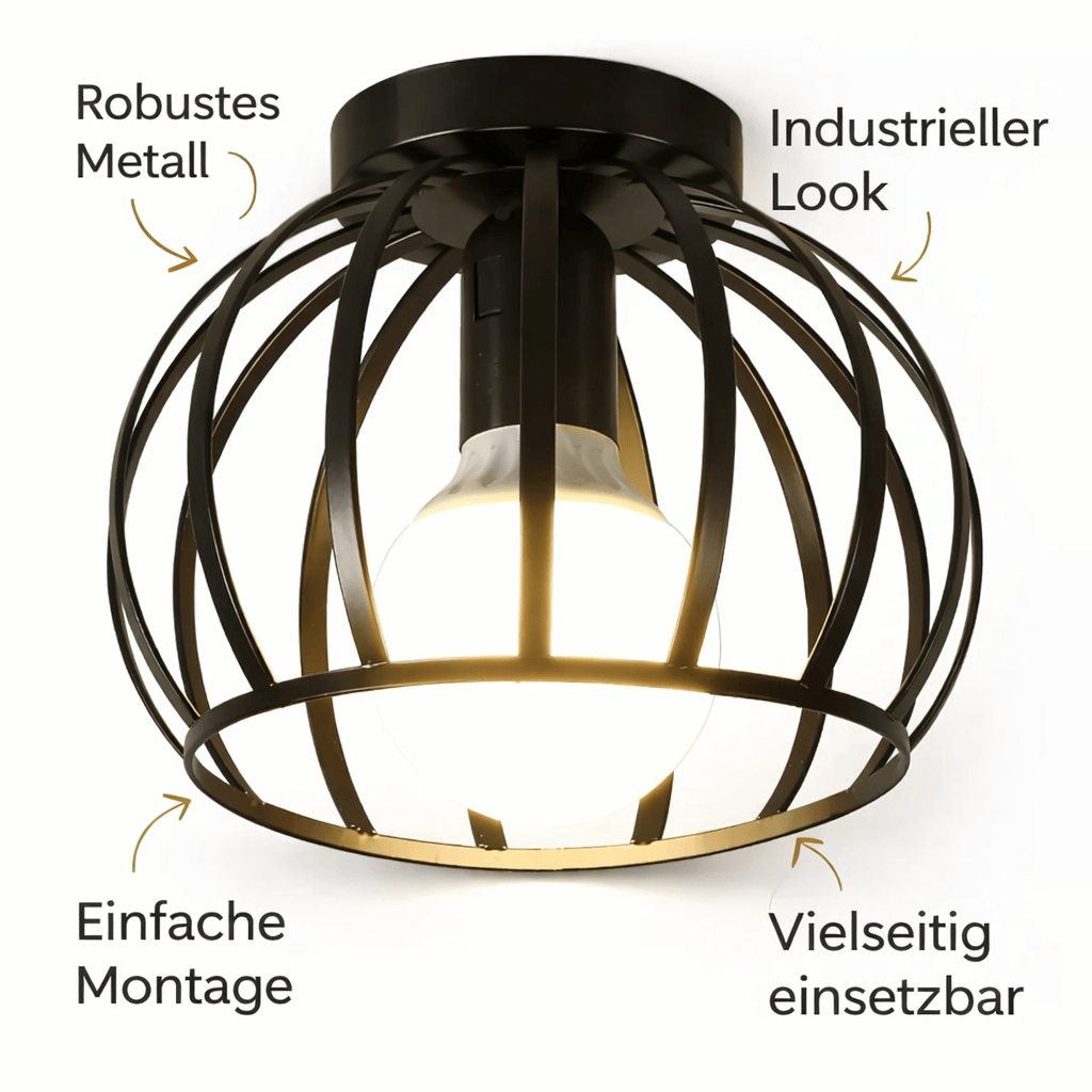 Luxeraum.de Ceiling Light Fixtures Default Deckenleuchte Schwarz – Industrie Design – Ø30 cm – Metall