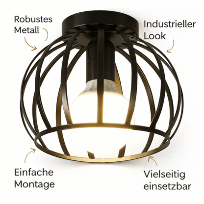 Luxeraum.de Ceiling Light Fixtures Default Deckenleuchte Schwarz – Industrie Design – Ø30 cm – Metall