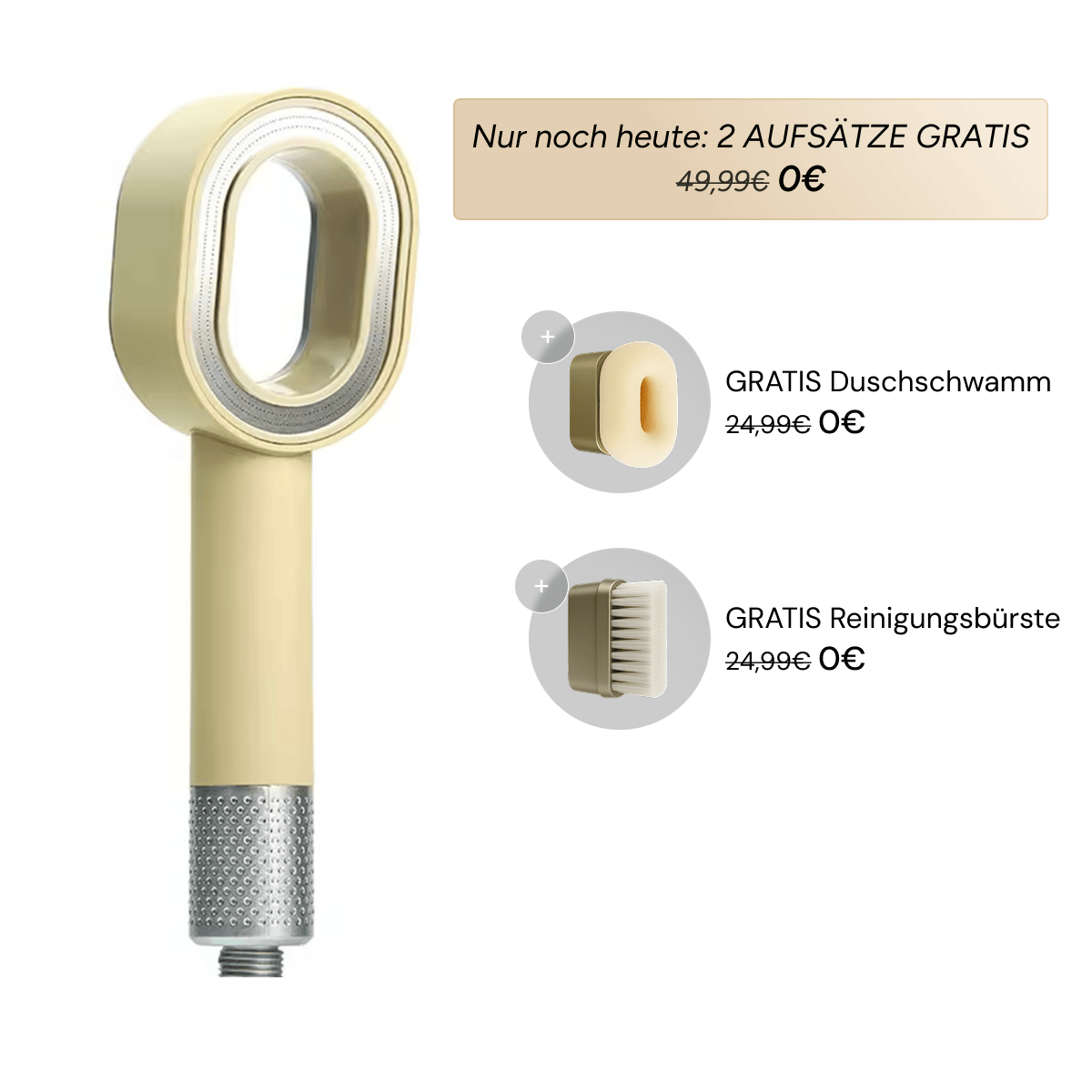 Luxeraum.de Handheld Shower Heads Creme Doyoo Pure 3in1 Premium Filterduschkopf