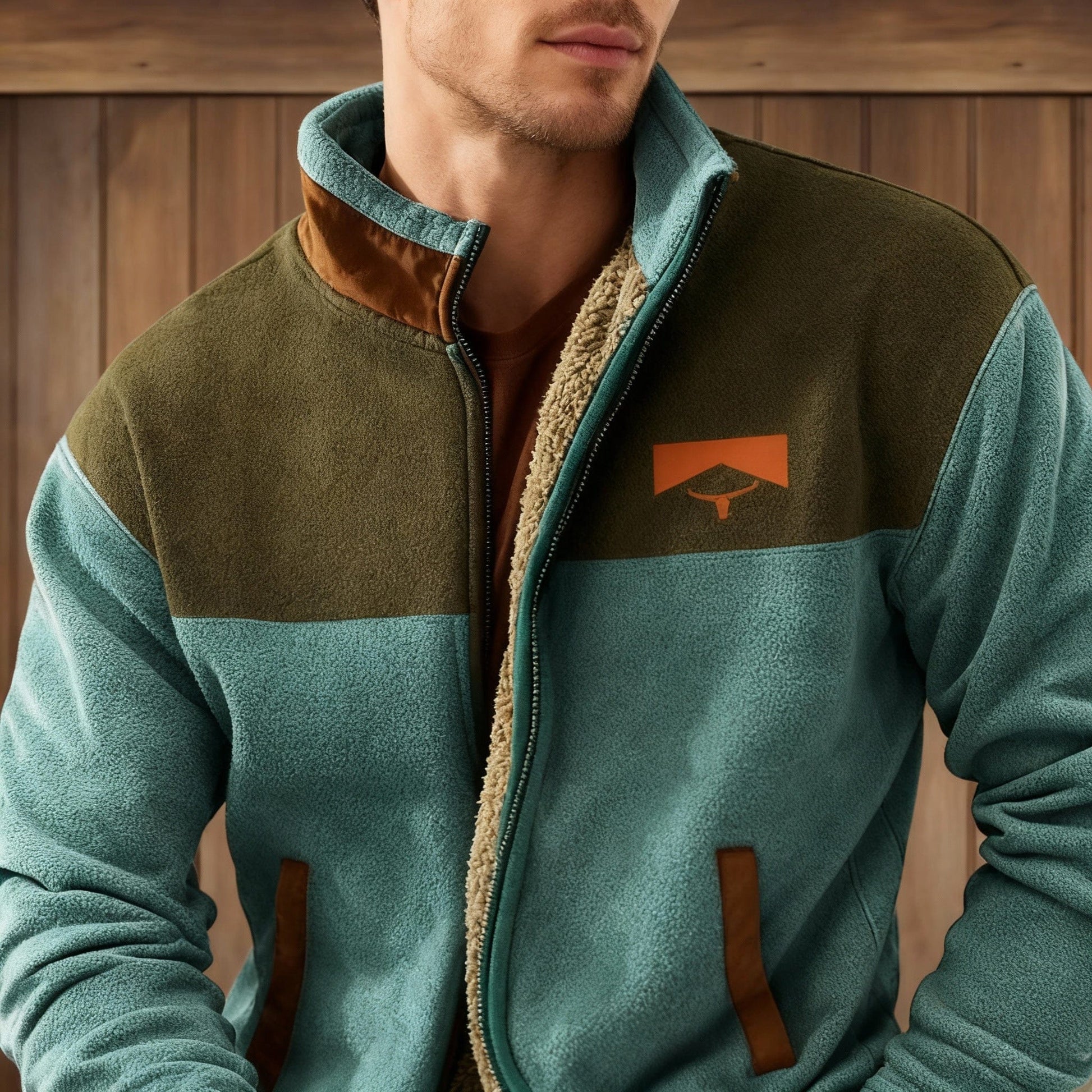 Luxeraum.de Coats & Jackets Blau / S Fleecejacke – Leichter Materialmix – Kontrastdesign mit Reißverschluss – Herren