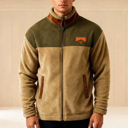Luxeraum.de Coats & Jackets Braun / S Fleecejacke – Leichter Materialmix – Kontrastdesign mit Reißverschluss – Herren
