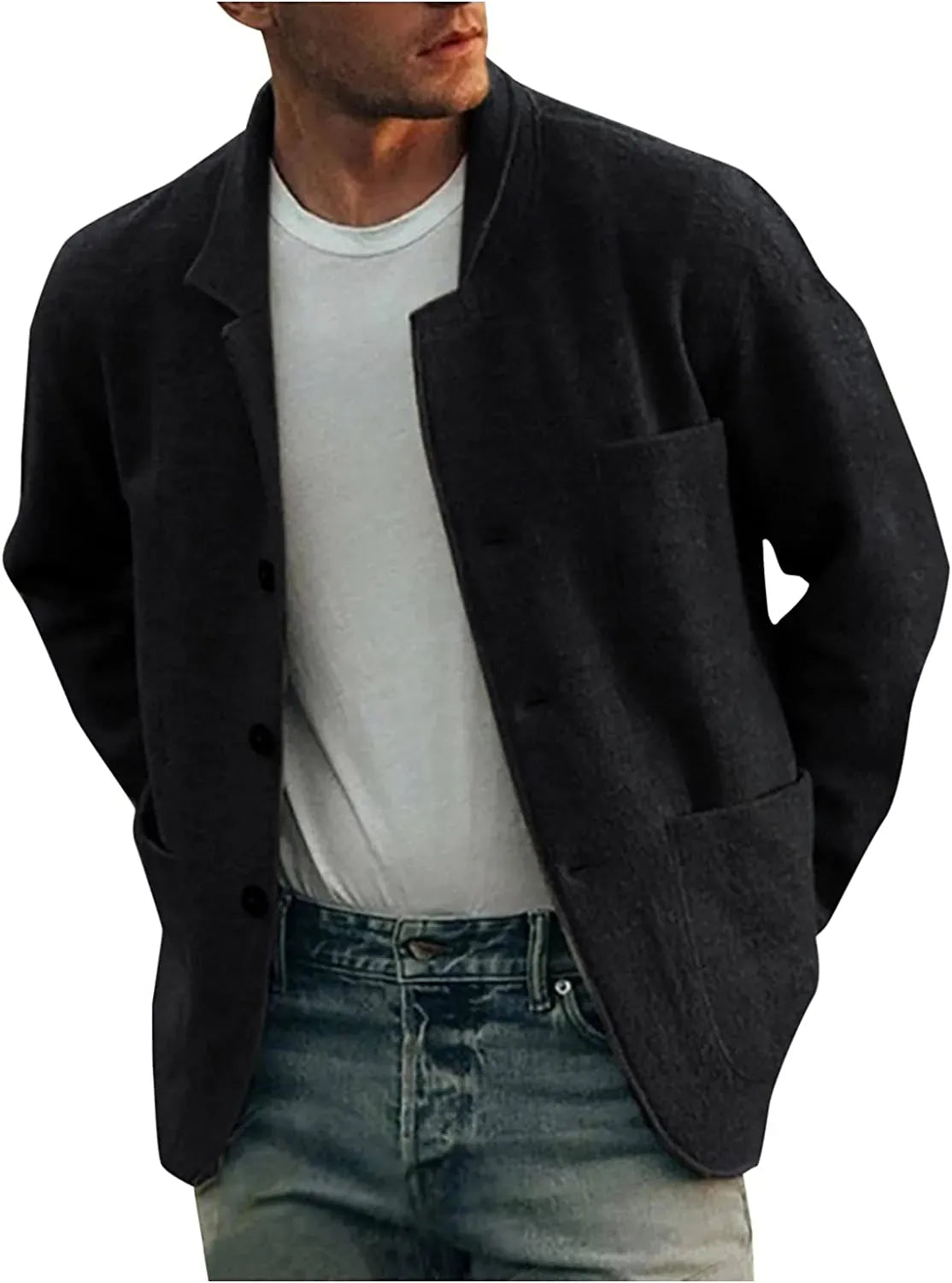 Luxeraum.de Vests Freizeit-Blazer – Polyester – klassisches Revers mit Zweiknopf-Verschluss – Herren