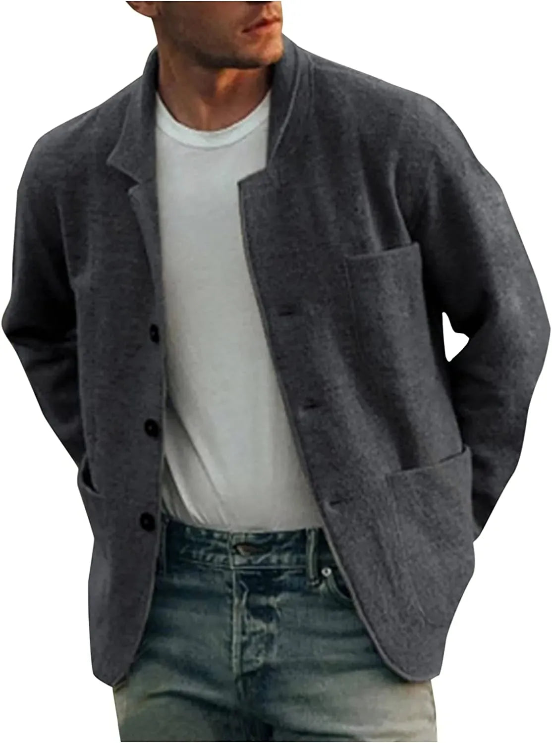 Luxeraum.de Vests Freizeit-Blazer – Polyester – klassisches Revers mit Zweiknopf-Verschluss – Herren