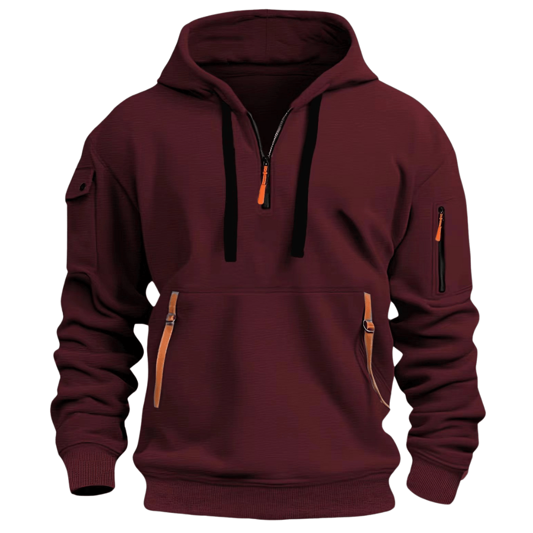Luxeraum.de Hoodies Rot / S Freizeit-Hoodie – Materialmix – Reißverschluss-Taschen – Herren