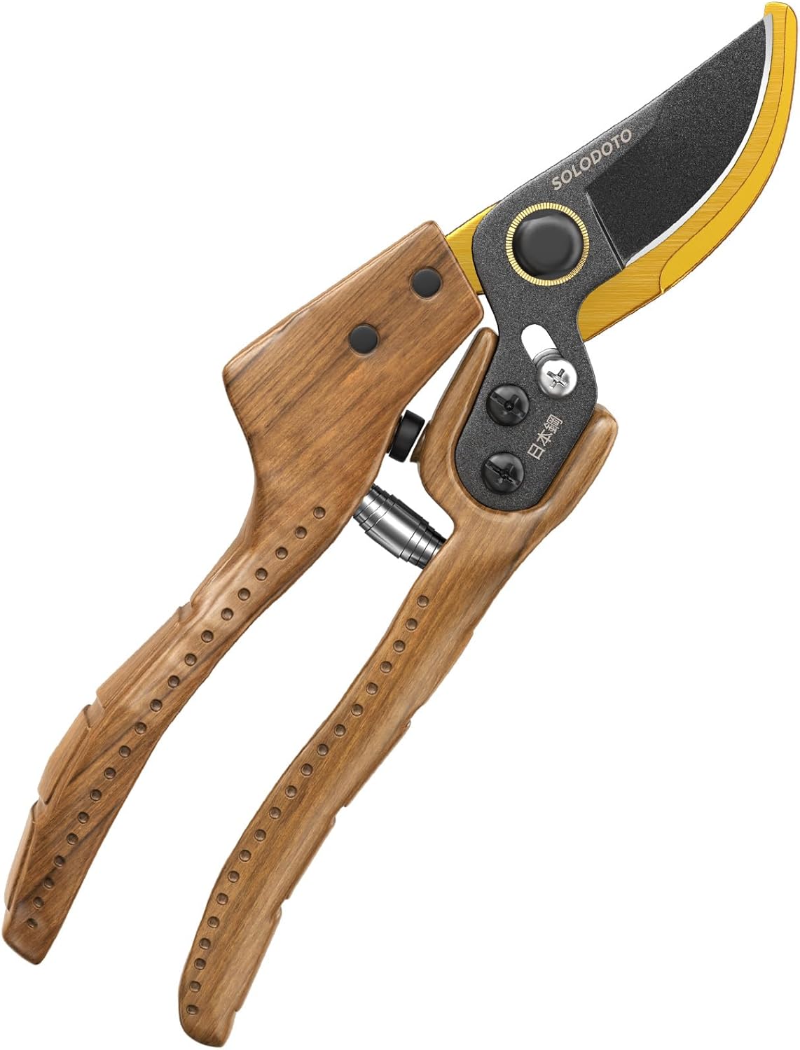 Luxeraum.de Pruning Shears Gartenschere Bypass mit SK5 Stahl, 25 mm Schnittdurchmesser, Aluminiumgriff Holzoptik, Rosenschere für Garten