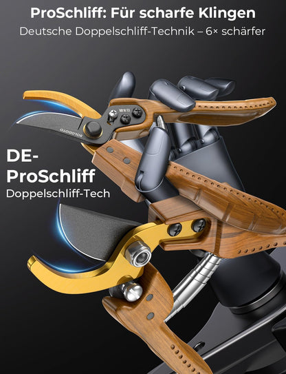 Luxeraum.de Pruning Shears Gartenschere Bypass mit SK5 Stahl, 25 mm Schnittdurchmesser, Aluminiumgriff Holzoptik, Rosenschere für Garten