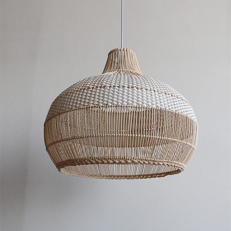 Luxeraum.de Ceiling Light Fixtures D35 x H30 cm / Feste Verdrahtung Handgewebte Rattan Pendelleuchte – Natürliches Design