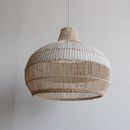 Luxeraum.de Ceiling Light Fixtures D35 x H30 cm / Feste Verdrahtung Handgewebte Rattan Pendelleuchte – Natürliches Design