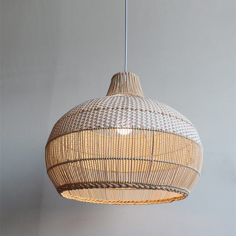 Luxeraum.de Ceiling Light Fixtures D50 x H42 cm / Feste Verdrahtung Handgewebte Rattan Pendelleuchte – Natürliches Design