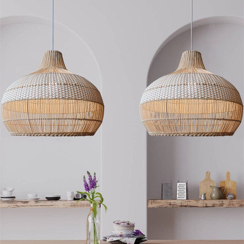Luxeraum.de Ceiling Light Fixtures Handgewebte Rattan Pendelleuchte – Natürliches Design