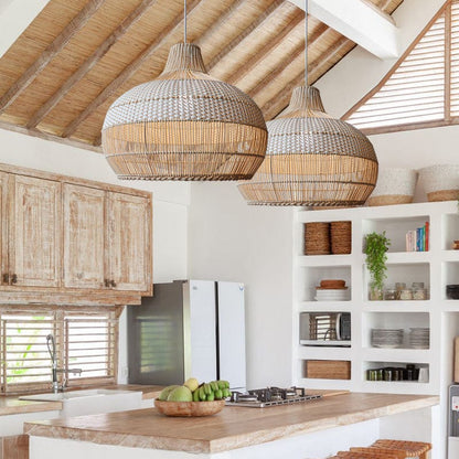 Luxeraum.de Ceiling Light Fixtures Handgewebte Rattan Pendelleuchte – Natürliches Design