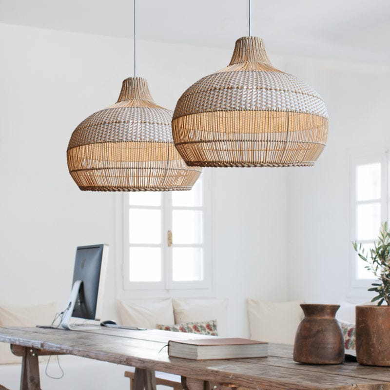 Luxeraum.de Ceiling Light Fixtures Handgewebte Rattan Pendelleuchte – Natürliches Design