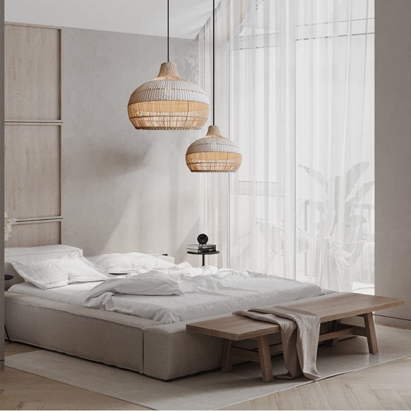 Luxeraum.de Ceiling Light Fixtures Handgewebte Rattan Pendelleuchte – Natürliches Design