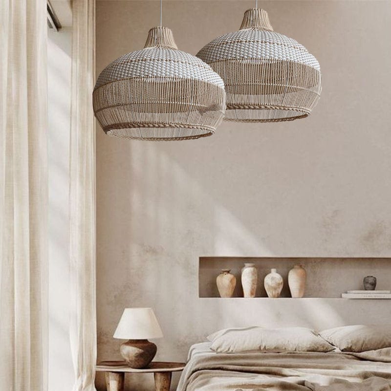 Luxeraum.de Ceiling Light Fixtures Handgewebte Rattan Pendelleuchte – Natürliches Design