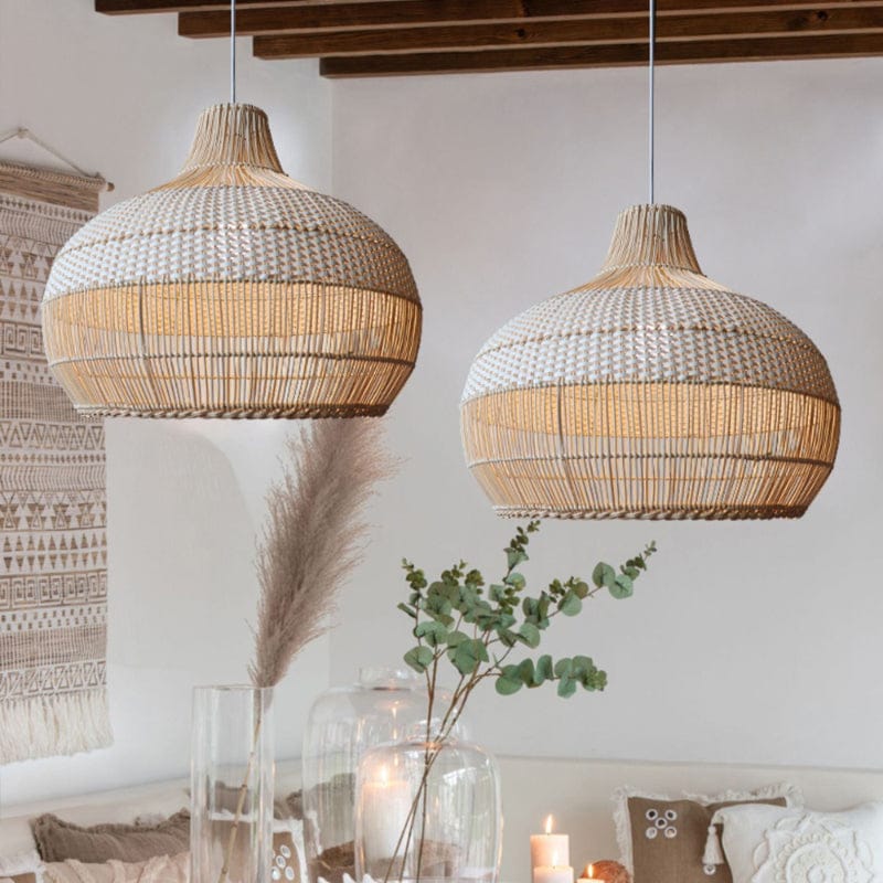 Luxeraum.de Ceiling Light Fixtures Handgewebte Rattan Pendelleuchte – Natürliches Design