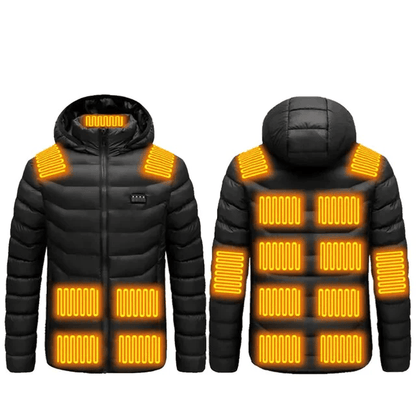 Luxeraum.de Outerwear 17 Bereiche Schwarz beheizt / S Heizmantel – Funktionaler Materialmix – integrierte USB-Wärmeelemente – Herren
