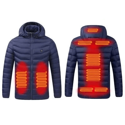 Luxeraum.de Outerwear 9 Bereiche Blau beheizt / S Heizmantel – Funktionaler Materialmix – integrierte USB-Wärmeelemente – Herren