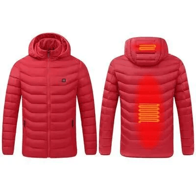 Luxeraum.de Outerwear 2 Bereiche Rot beheizt / S Heizmantel – Funktionaler Materialmix – integrierte USB-Wärmeelemente – Herren