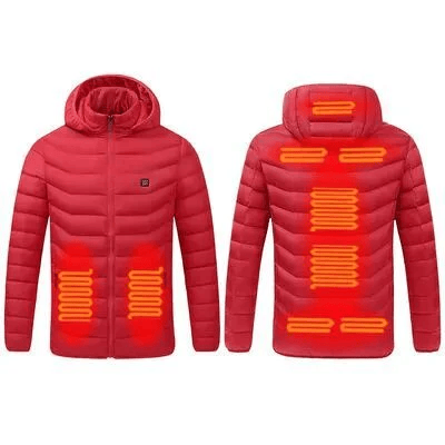 Luxeraum.de Outerwear 9 Bereiche Rot beheizt / S Heizmantel – Funktionaler Materialmix – integrierte USB-Wärmeelemente – Herren