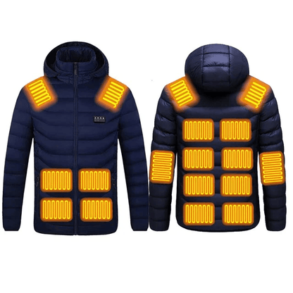 Luxeraum.de Outerwear 17 Bereiche Blau beheizt / S Heizmantel – Funktionaler Materialmix – integrierte USB-Wärmeelemente – Herren