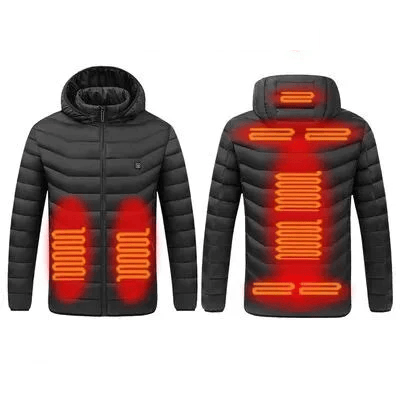 Luxeraum.de Outerwear 9 Bereiche Schwarz beheizt / S Heizmantel – Funktionaler Materialmix – integrierte USB-Wärmeelemente – Herren