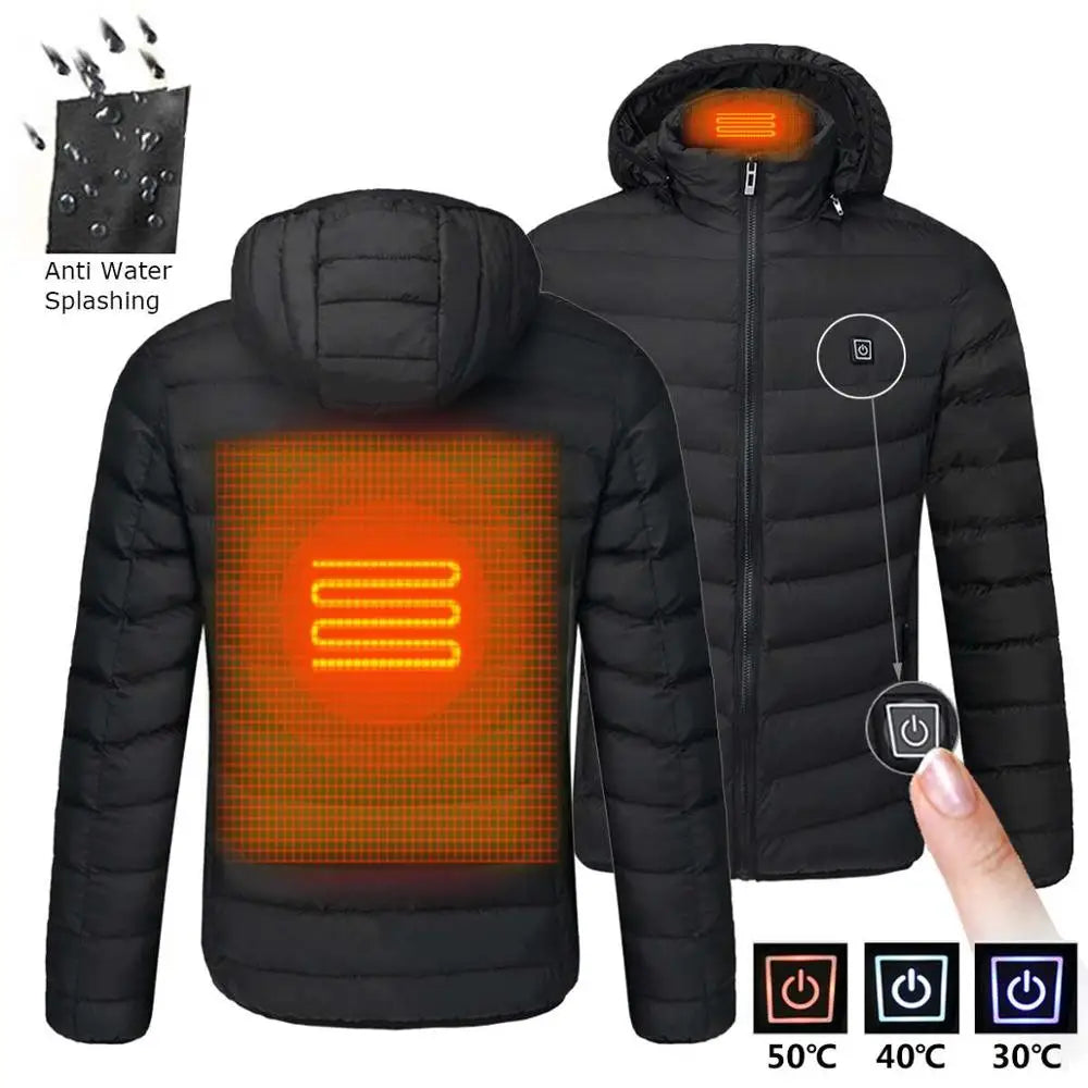 Luxeraum.de Outerwear 2 Bereiche Schwarz beheizt / S Heizmantel – Funktionaler Materialmix – integrierte USB-Wärmeelemente – Herren