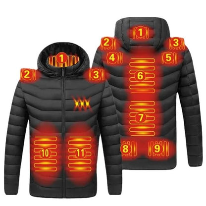 Luxeraum.de Outerwear 11 Bereiche Schwarz beheizt / S Heizmantel – Funktionaler Materialmix – integrierte USB-Wärmeelemente – Herren