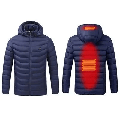 Luxeraum.de Outerwear 2 Bereiche Blau beheizt / S Heizmantel – Funktionaler Materialmix – integrierte USB-Wärmeelemente – Herren