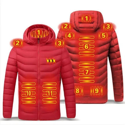 Luxeraum.de Outerwear 11 Bereiche Rot beheizt / S Heizmantel – Funktionaler Materialmix – integrierte USB-Wärmeelemente – Herren