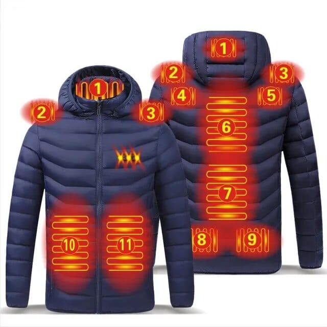 Luxeraum.de Outerwear 11 Bereiche Blau beheizt / S Heizmantel – Funktionaler Materialmix – integrierte USB-Wärmeelemente – Herren