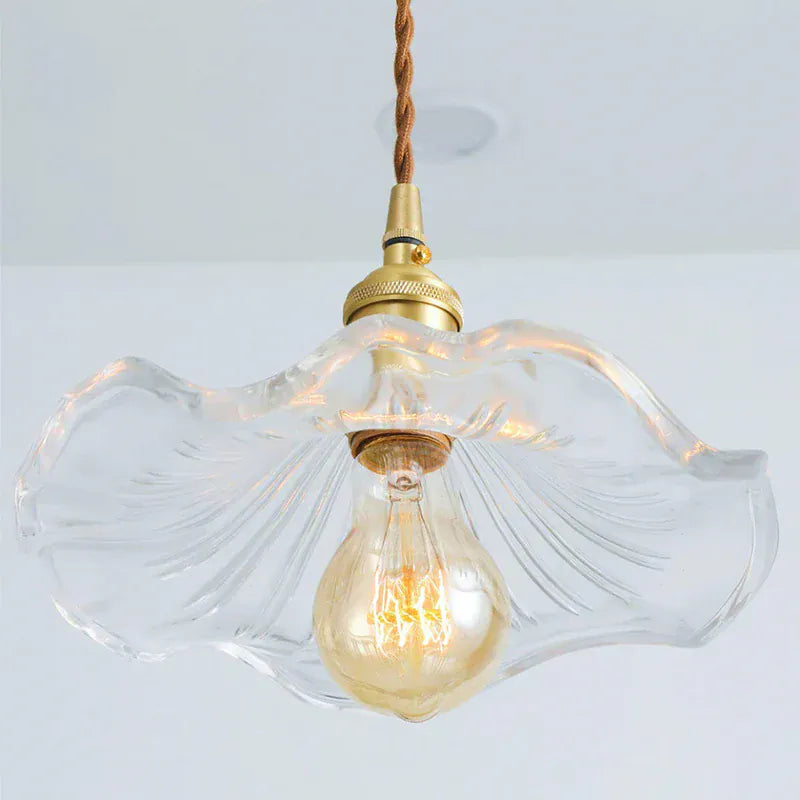 Luxeraum.de Ceiling Light Fixtures Hibiskus Pendelleuchte - Glas & Messing -  Blumenlampe - Verstellbarer Höhe