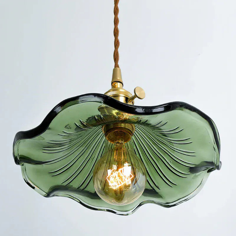 Luxeraum.de Ceiling Light Fixtures Hibiskus Pendelleuchte - Glas & Messing -  Blumenlampe - Verstellbarer Höhe