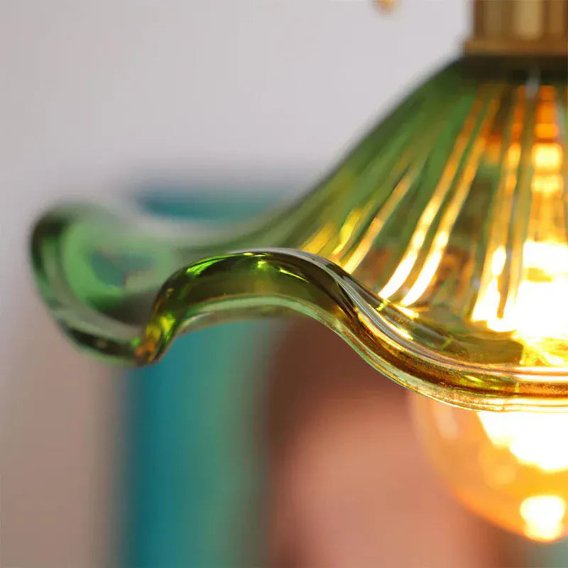 Luxeraum.de Ceiling Light Fixtures Hibiskus Pendelleuchte - Glas & Messing -  Blumenlampe - Verstellbarer Höhe