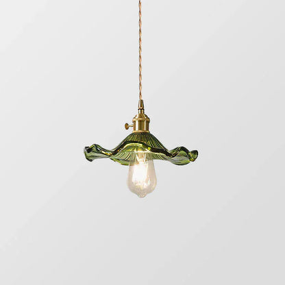 Luxeraum.de Ceiling Light Fixtures Hibiskus Pendelleuchte - Glas & Messing -  Blumenlampe - Verstellbarer Höhe