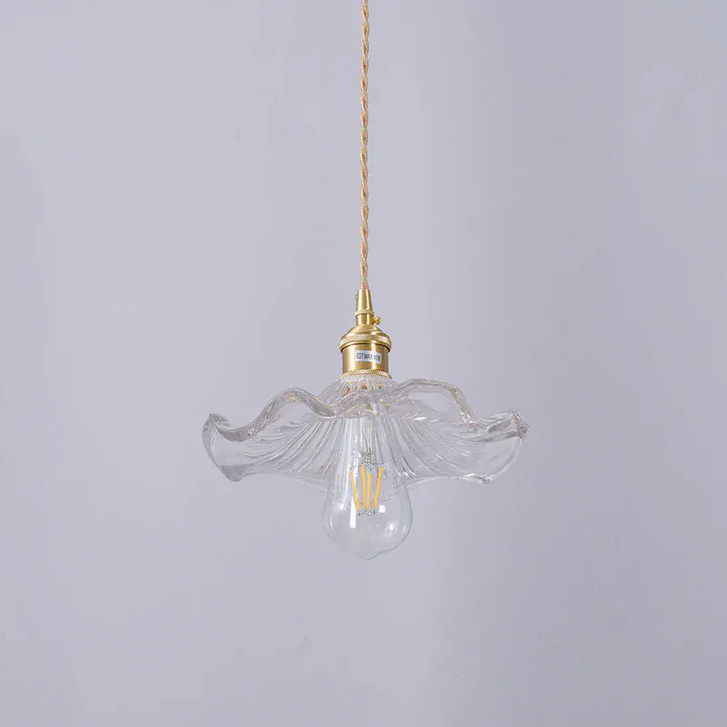 Luxeraum.de Ceiling Light Fixtures Hibiskus Pendelleuchte - Glas & Messing -  Blumenlampe - Verstellbarer Höhe