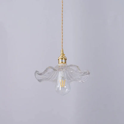 Luxeraum.de Ceiling Light Fixtures Hibiskus Pendelleuchte - Glas & Messing -  Blumenlampe - Verstellbarer Höhe