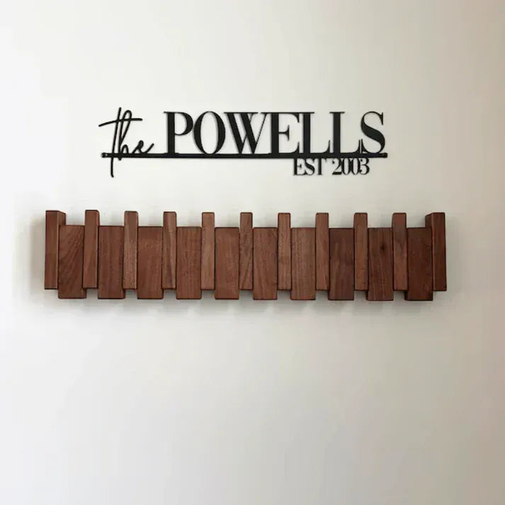 Luxeraum.de Storage Hooks & Racks Holz Wandgarderobe – Klavierdesign – 4/6/8 Haken – Platzsparende & Stilvolle Flur-Garderobe