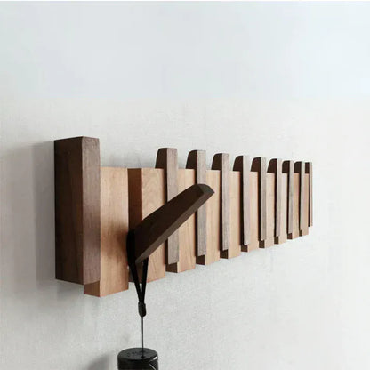 Luxeraum.de Storage Hooks & Racks Walnuss- und Buchenholz / 4 Haken Holz Wandgarderobe – Klavierdesign – 4/6/8 Haken – Platzsparende & Stilvolle Flur-Garderobe