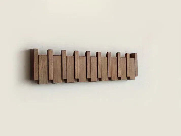 Luxeraum.de Storage Hooks & Racks Walnußholz / 4 Haken Holz Wandgarderobe – Klavierdesign – 4/6/8 Haken – Platzsparende & Stilvolle Flur-Garderobe