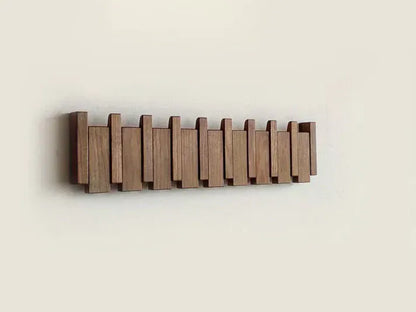 Luxeraum.de Storage Hooks & Racks Walnußholz / 4 Haken Holz Wandgarderobe – Klavierdesign – 4/6/8 Haken – Platzsparende & Stilvolle Flur-Garderobe