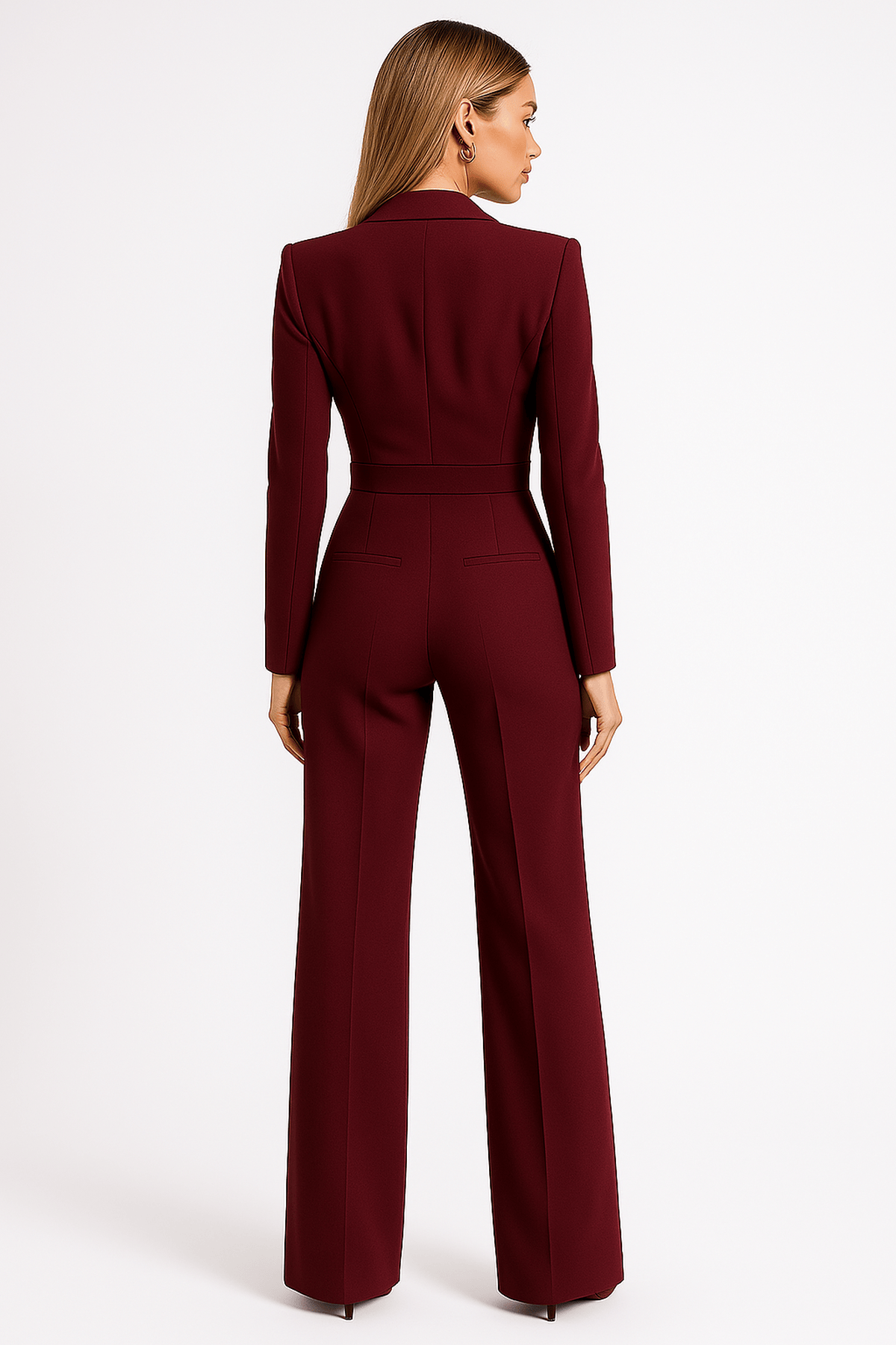 Luxeraum.de One-Pieces Jumpsuit – fließende Silhouette – Wickeloptik & lange Ärmel – Damen