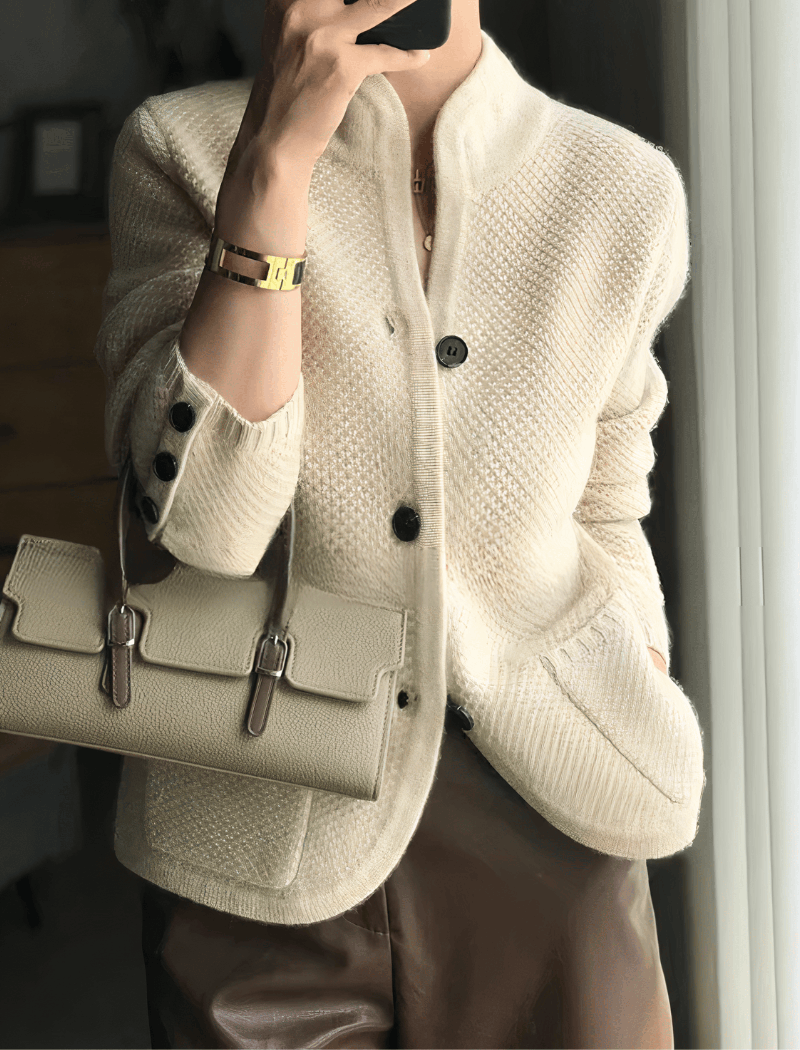 Luxeraum.de AW - Womens - Cardigans Beige / S Kaschmir Strickjacke Damen – hochwertig & elegant mit Knopfleiste