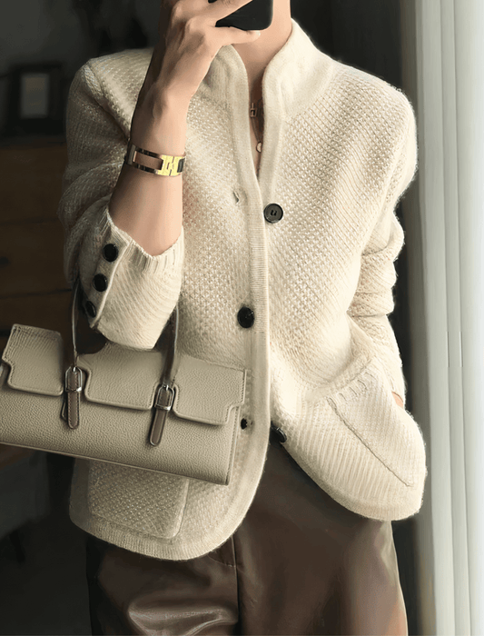 Luxeraum.de AW - Womens - Cardigans Beige / S Kaschmir Strickjacke Damen – hochwertig & elegant mit Knopfleiste