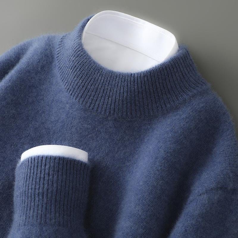 Luxeraum.de Sweaters Blau / XS Kaschmirpullover – feine Naturfaser – Stehkragen in Rippstruktur – Damen